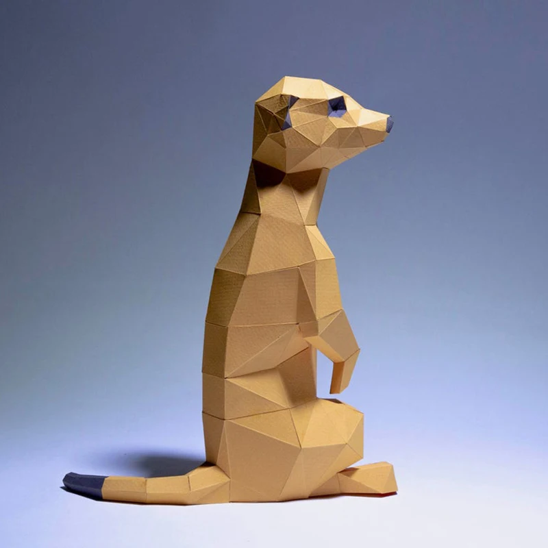 Meerkats Suricate Animal Paper Model Home Decor Room Ornament Desk Decoration Papercraft 3D DIY Hand Made Puzzles Toys Kid Gifts