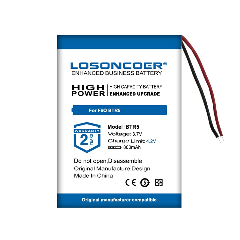 LOSONCOER 800mAh For FiiO BTR1 For FiiO BTR5 BTR3 BTR3K Headset Battery