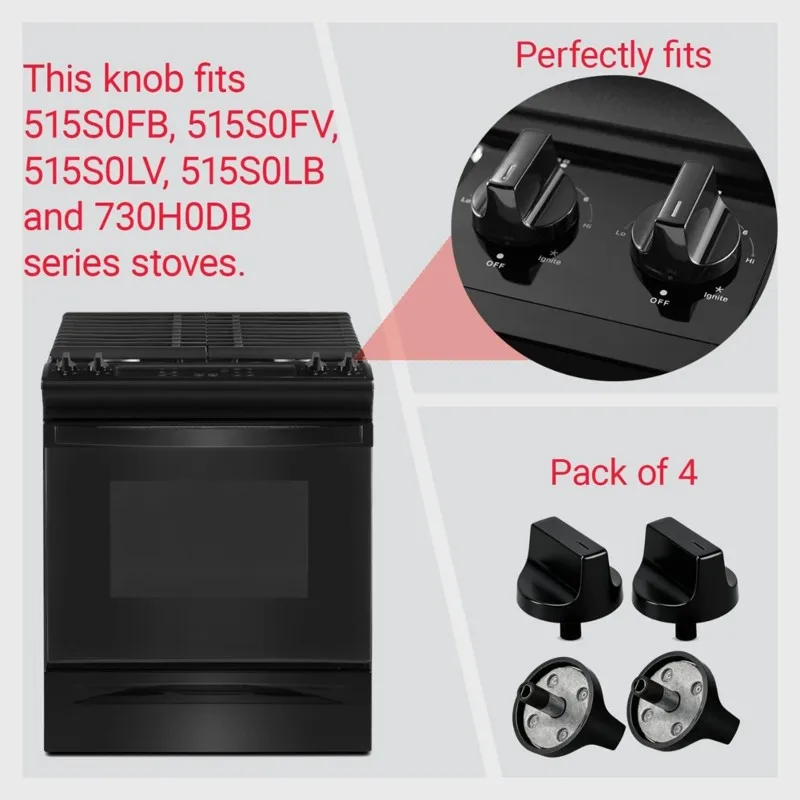 A29R 4Pcs Knobs Gas Stove Replaces For Whirlpool WEG515S0LV0
