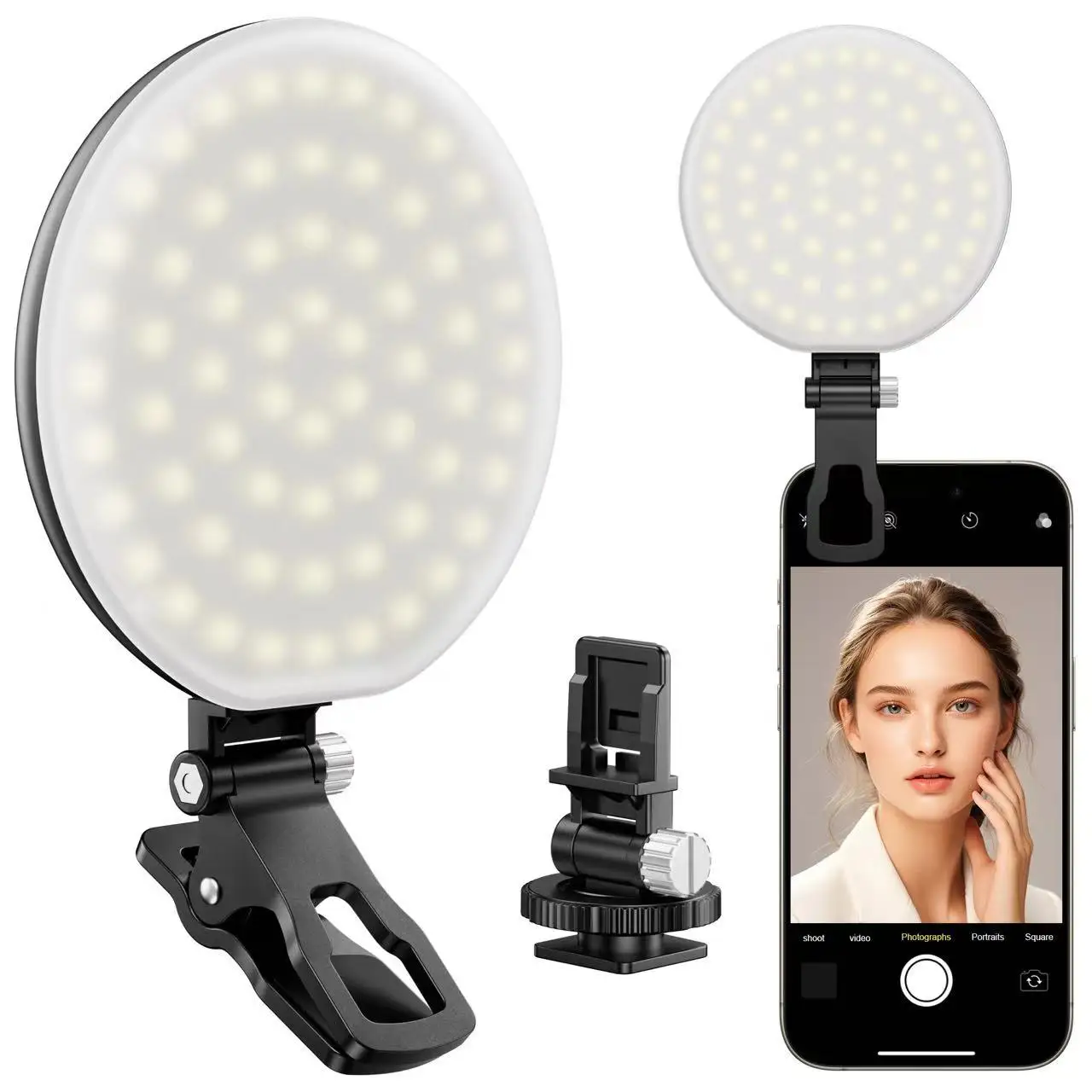 Smartphone Selfie Light Selfie Video Light 3-Color 10-Level Brightness Portable Beauty LED Lights for Cell Phone Tablet Laptop