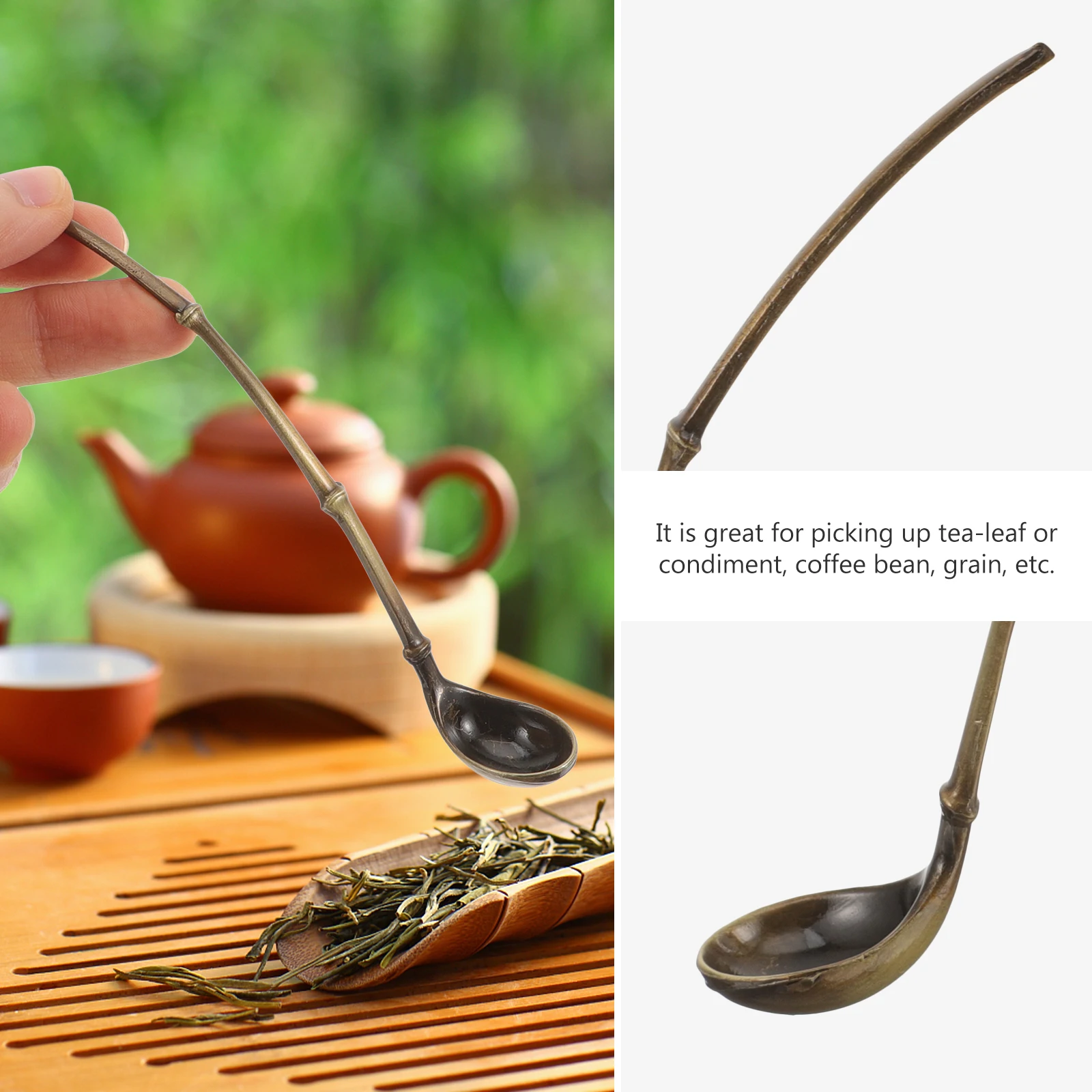 

Small Water Spoon Bean Sprout Scoop Alloy Mini Tea Spoon Style Decorative for Tea Leaves Coffee Beans Condiments
