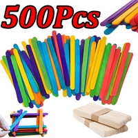 50-500Pcs Colored Wooden Ice Cream Stick Natural Craft Sticks Popsicle DIY Mold Wood Ice Pop Sticks Resin Making Tools