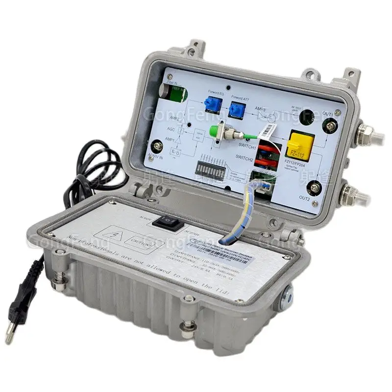 IP66 กลางแจ้ง FTTH CATV Optical Receiver AGC Auto Gain Control 860MHz Dual-Power AC60V/220V SC/FC พอร์ต 2-Way Output ขายส่ง