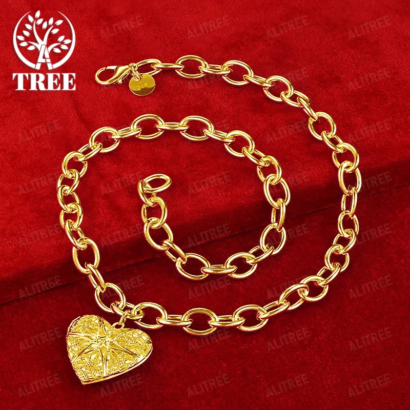

Lovers 18k Gold Hollow Heart Necklace For Women 18-Inch Chain Fashion Classic Charm Jewelry Birthday Party Valentine's Gift