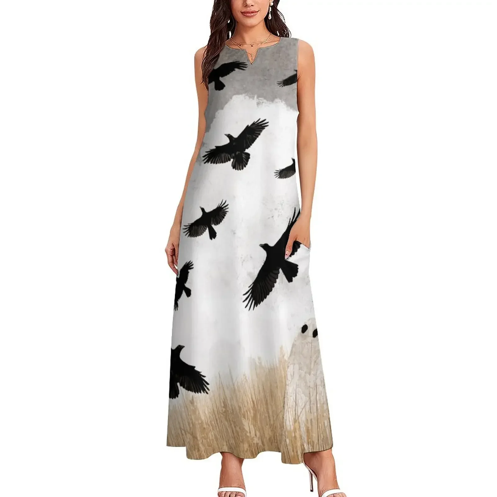 ウォルターとカラスのロングドレスウエディングドレス 2025 長袖ドレス夏の婦人服