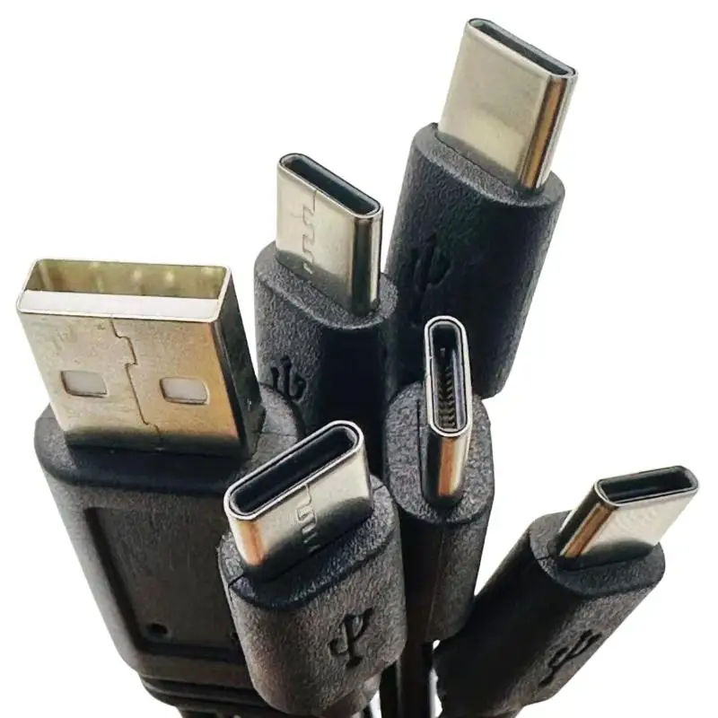 1/2 قطعة كابل مقسم USB إلى Type-C 20 سم-5-PortMultiChargingAdapter للهاتف المتزامن/الكمبيوتر اللوحي مع حماية من التحميل الزائد