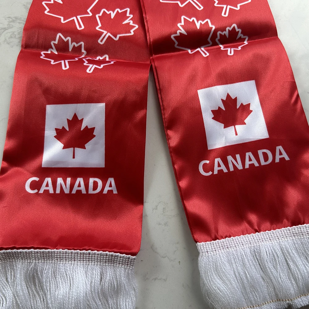 Bufanda satén bandera Canadá doble cara – Borlas para aficionados - imagen 4