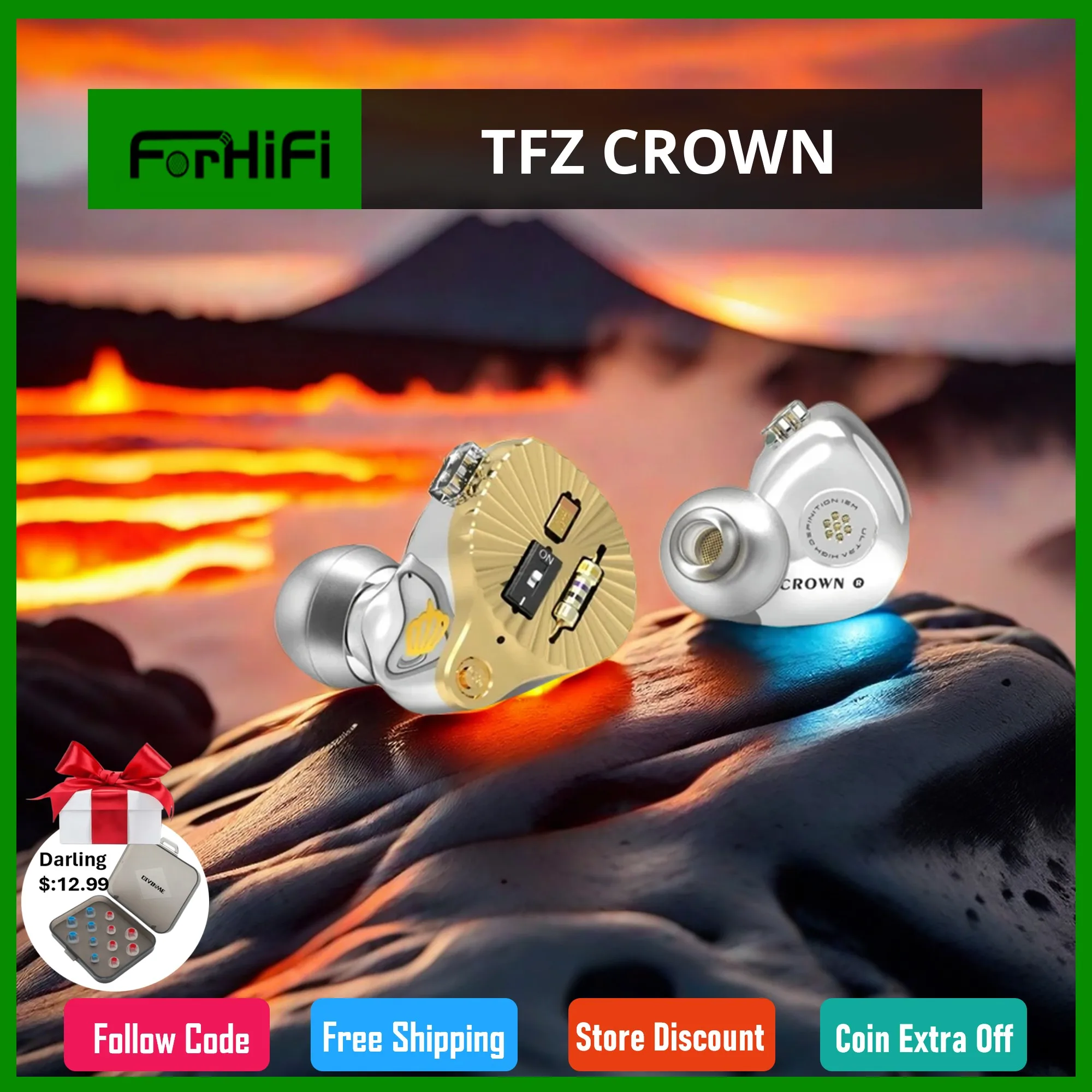 

TFZ CROWN SuperTFZ 12MM Dynamic Driver HiFi Audiophile In-ear Earphone IEMs with Dual Impedance Mode Tuning Switches