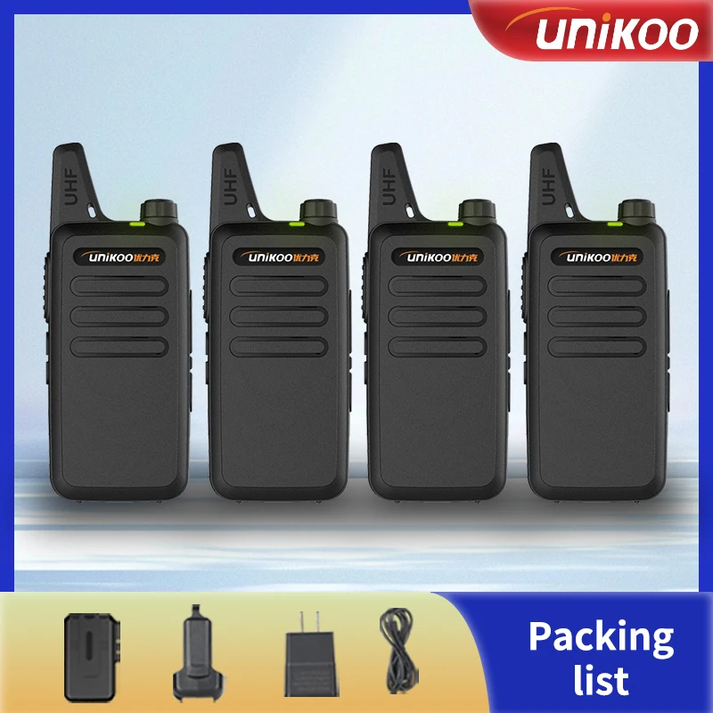 

4 PCS UNIKOO UK234 Walkie Talkie Portable PMR446 FRS Portable VOX Two Way Radio Station Transceiver for Restaurant Hotel
