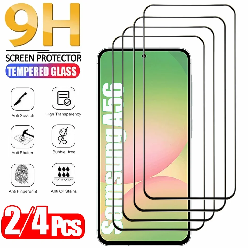 2/4 Piezas Cristal Templado para Samsung Galaxy A56 A55 A54 A53, Vidrio Templado para Samsung A18 A17 A27 A37 A57 A36 A26 A16 Protector de Pantalla para Samsung S26 S25 S24 Ultra Película Protectora para Teléfono
