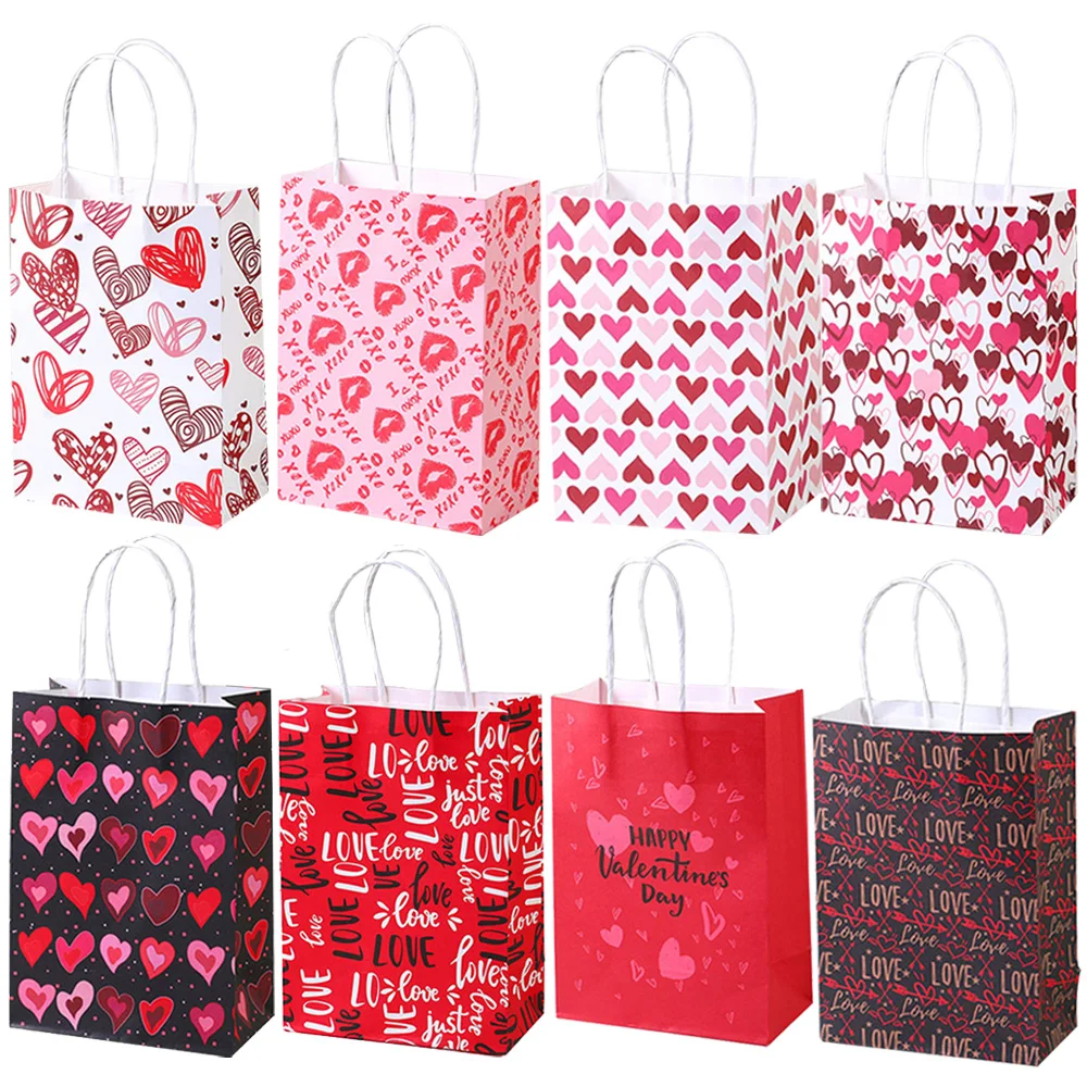 5/10/20/30/40/50pcs sacchetti regalo di san valentino bomboniere con manici 8 modelli borsa per dolcetti di san valentino decorazioni per feste di matrimonio di san valentino