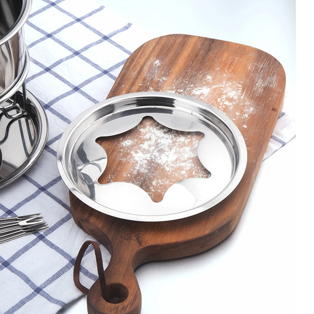 

10-Piece Stainless Steel Chocolate Melting Pot Cheese Fondue Set Gel Burner Splatter Guard Kitchen Accessories For Broth