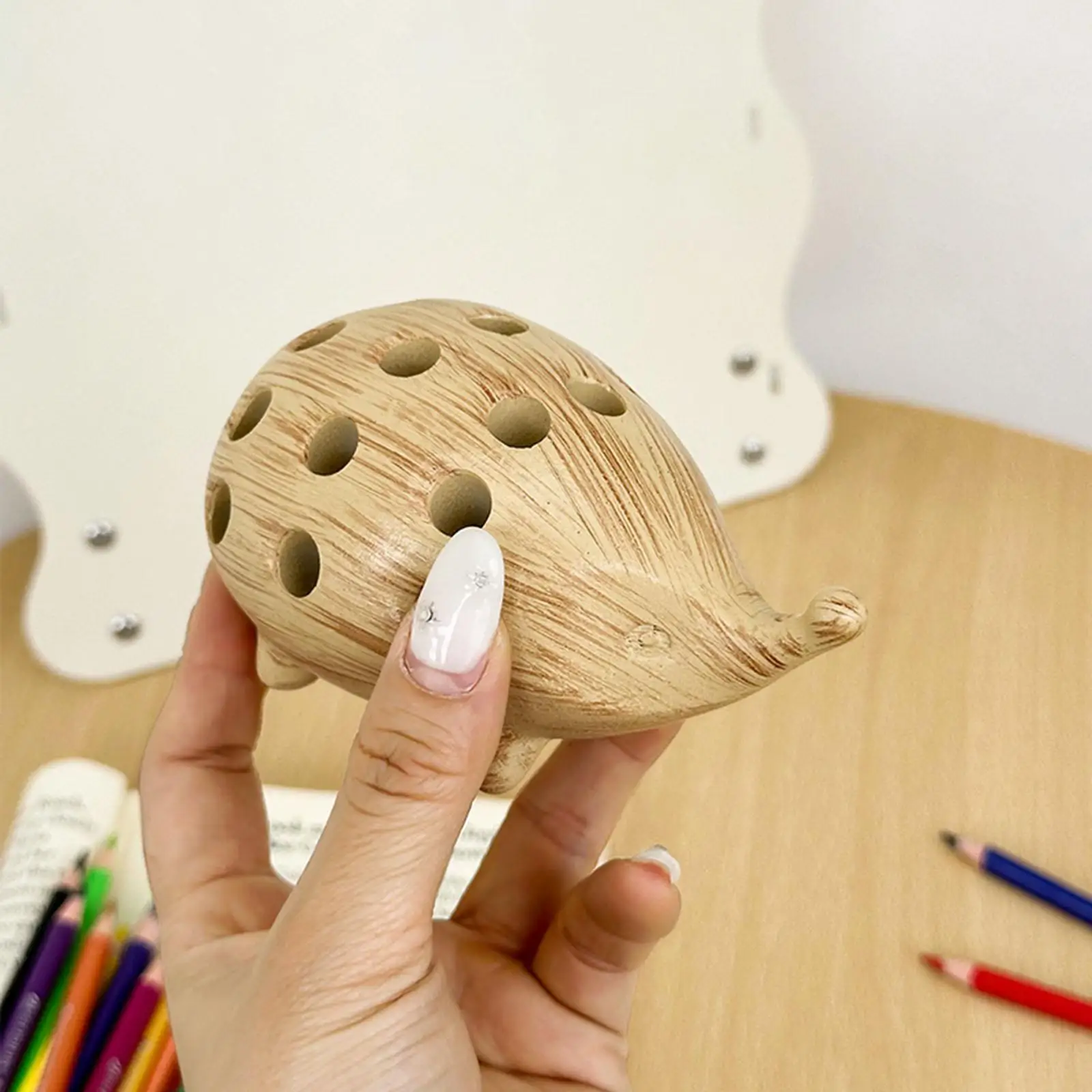 Tempat Pena Landak dengan Lubang Aksesori Dekoratif Perlengkapan Alat Tulis Organisasi Meja untuk Kabinet Kantor Desktop Rumah