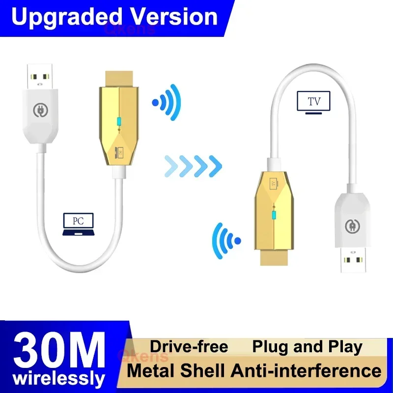 

30m USB Wireless HDMI Extender Cable Audio Video Transmitter and Receiver Display Adapter for Camera PC To TV Monitor Projector