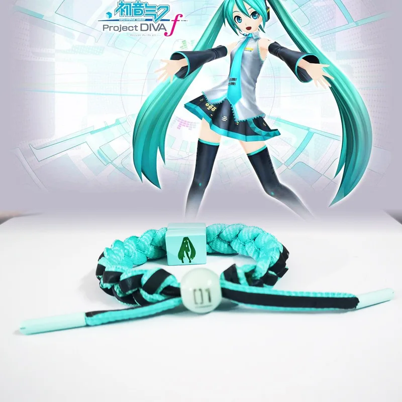 3 styles Anime Hatsune Miku kawaii figure Reflection Adjustable Handmade Bracelet Woven hand rope model toys Gifts