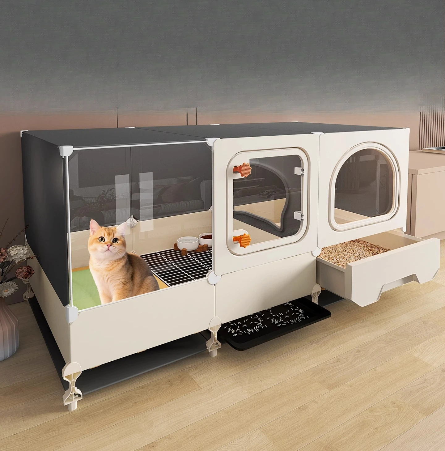 

Cat cage indoor large free space toilet integrated cat villa