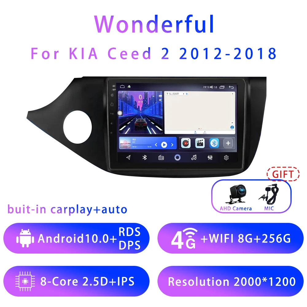 

7862 8G+128G For KIA Ceed 2 9inch Android10 5G Wifi DSP Car Stereo Radio Multimedia Video Player GPS Navigation