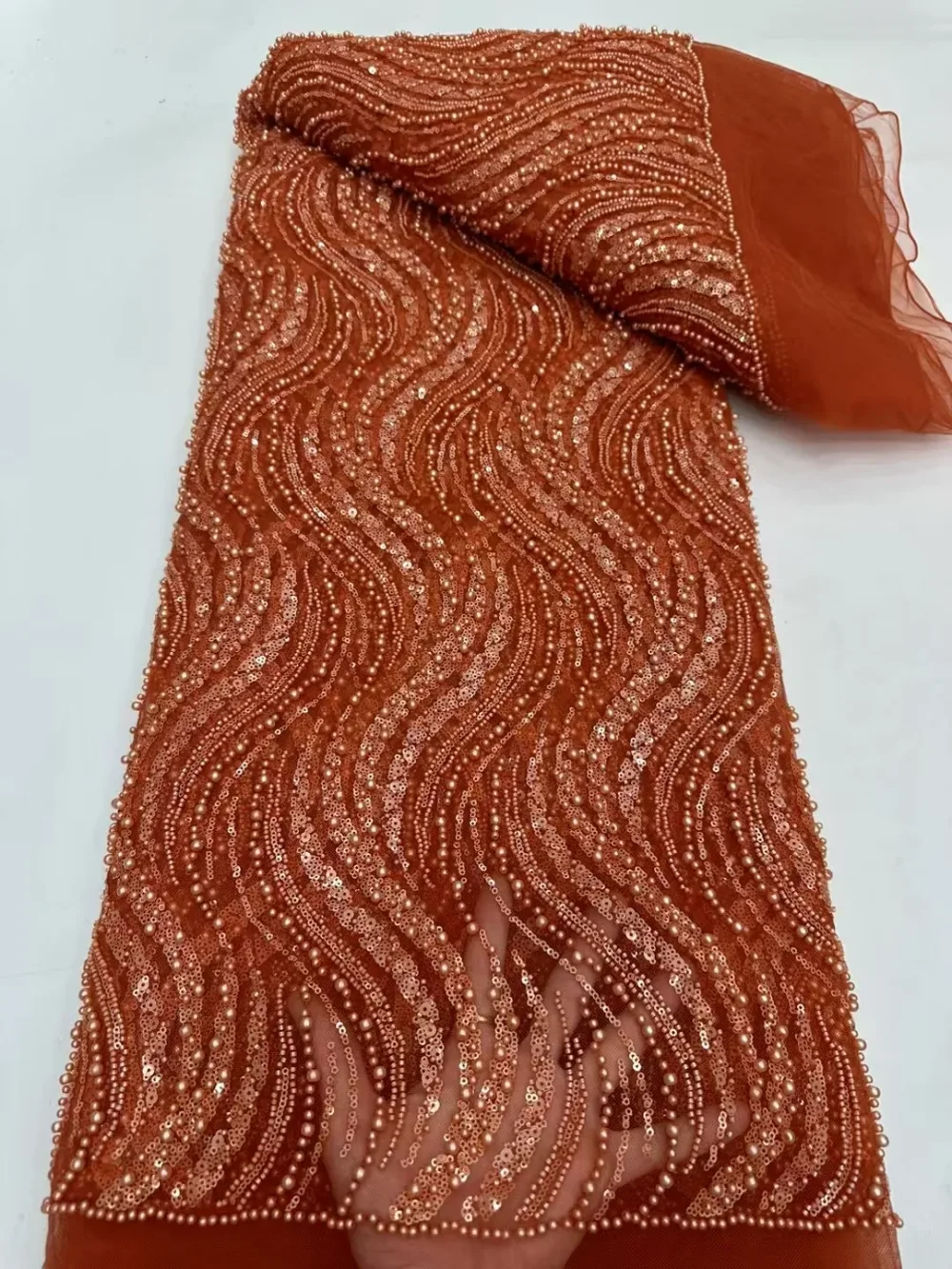 Французская модная кружевная ткань, африканские изделия ручной работы, кружевная сетка с бисером и блестками, нигерийская ткань для шитья платья 5 размеров