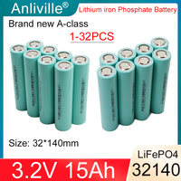 New 3.2V 15Ah 32140 Lifepo4 Grade A Lithium Iron Phosphate Cell DIY 4s 12v 24v E-scooter Bicycles tricycle Solar