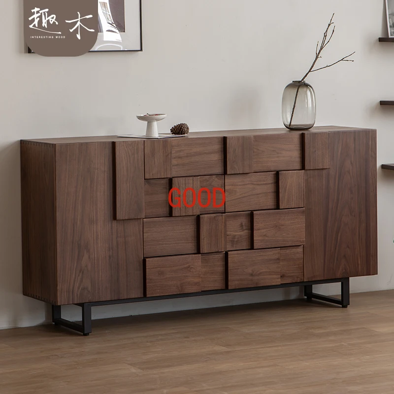 

Fun wood furniture Solid wood chest cabinet Black walnut side cabinet