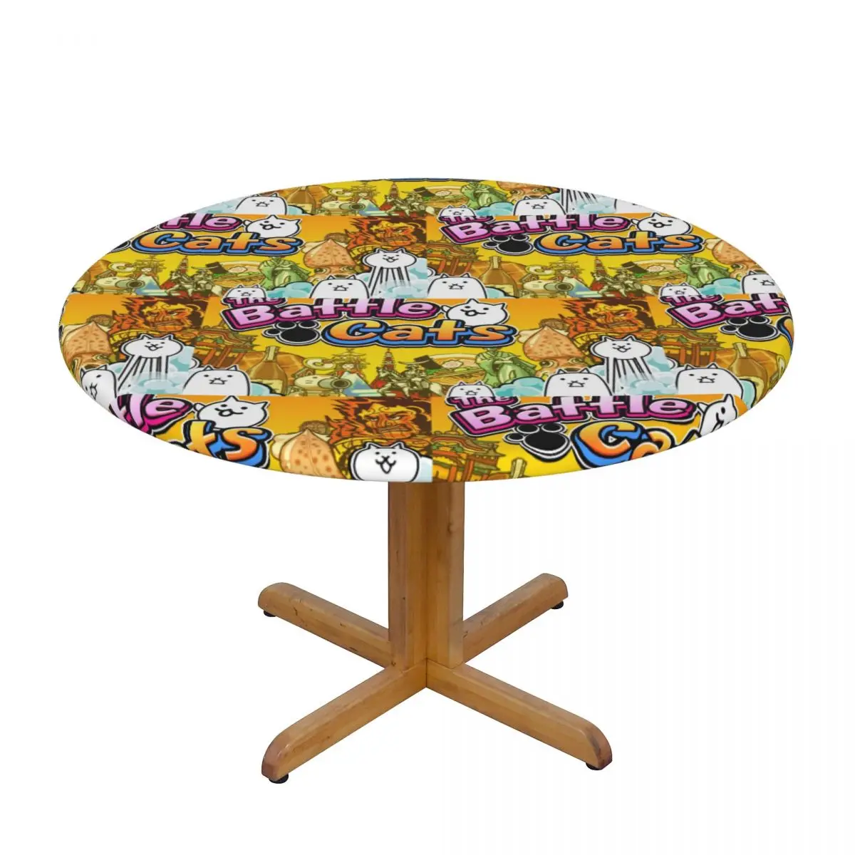 Nyanko Great War Battle Cats Waterproof Round Tablecloth Oilproof Table Cloth for Kitchen Events Dining Table Cover