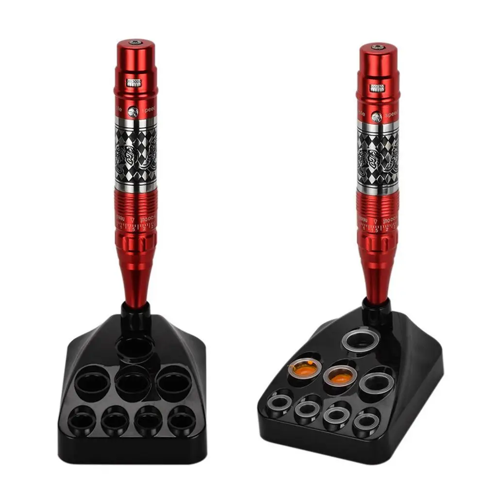 حامل أكواب حبر الوشم الصباغ حامل رف بلاستيكي ذو تسعة فتحات للاستوديو والاستخدام المنزلي