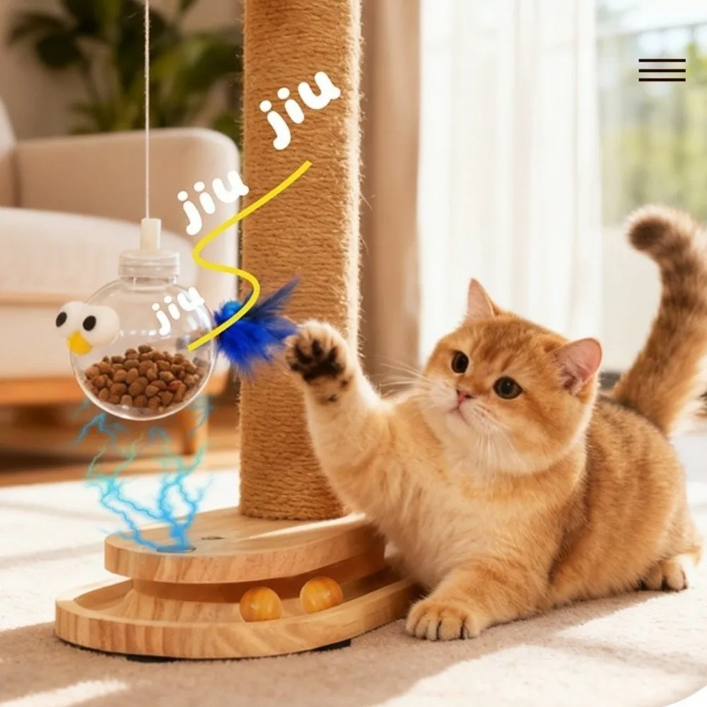 

Creative Wear-resistant Cat Scratch Post Rotating Platform Food Puzzle Ball Stand Scratching Board Vertical Cat Teaser Pet Cat