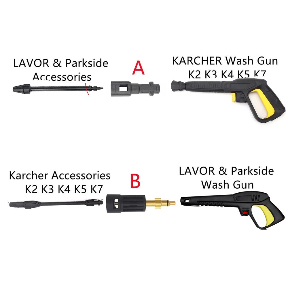 Adaptor For Karcher K Series Between Lavor & Parkside Wash Gun And Cleaning Accessories Converter