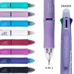 Multicolor 5 In 1 0.7mm Erasable Gel Pen Black Blue Red Green Magic Ink 0.5mm Mechanical Pencil School Office Writing Supplies