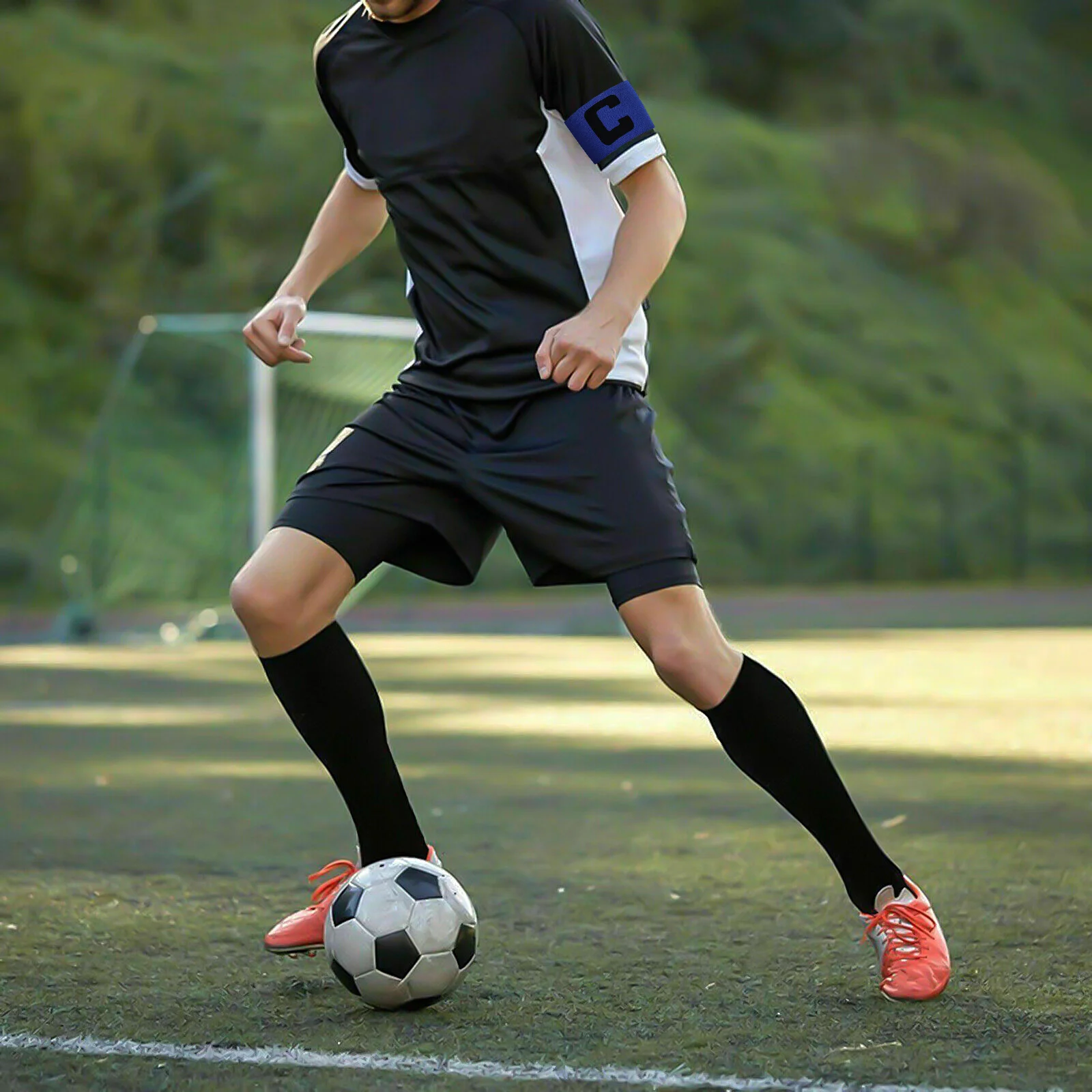 

Captain Armband Blue Adjustable Soccer Football Rugby Basketball Band Durable Anti-Drop Design For Adult Sports Use