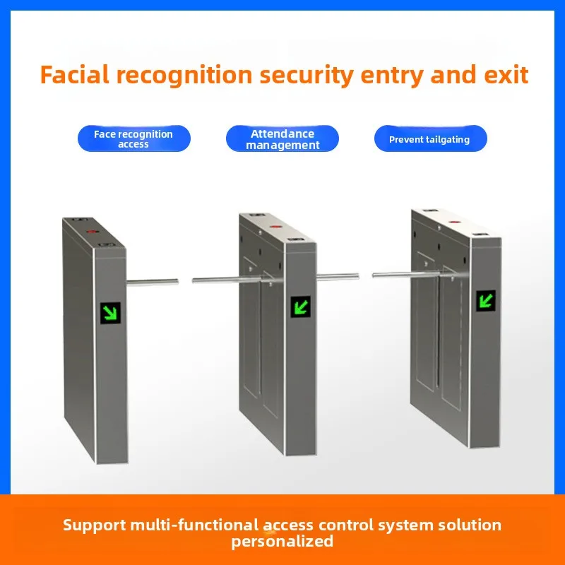 Single-wing Turnstile Access Control System Facial Recognition Terminal Stainless Steel Entrance/Exit Pedestrian Passage Card