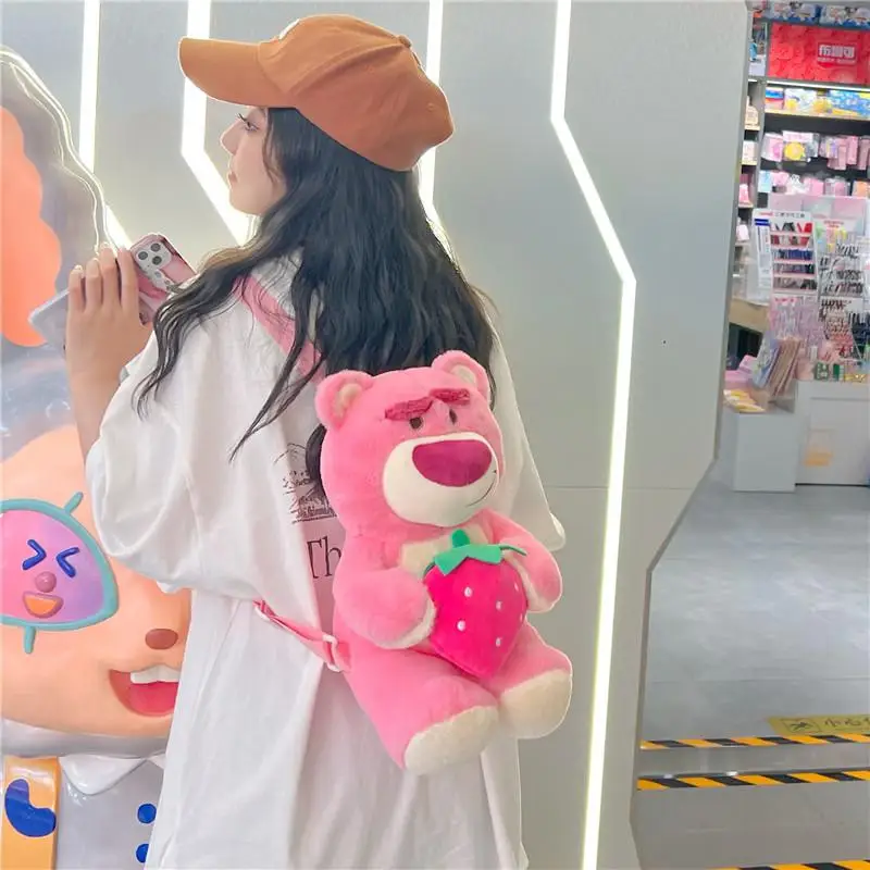 35Cm Kawaii Anime Disney Lotso Cute Doll Plush Backpack Personalized Cartoon Plush Backpack Girl Birthday Gift