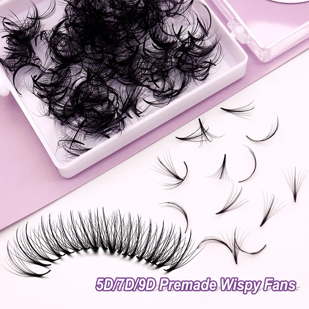 Wispy Premade Fans Pointy Base 5D/7D/9D Russia Volume Handmade Natural False Eyelash Extension Individual Lashes Faux Mink Lash