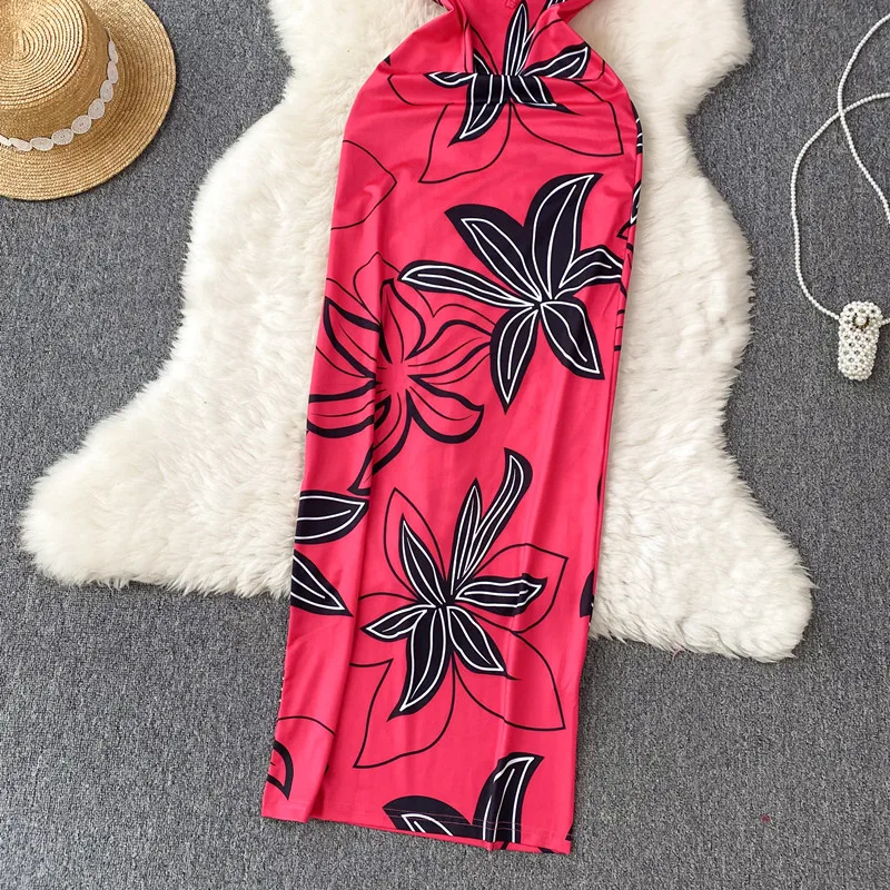 Vestido para mujer con cuello cuadrado y mangas abullonadas, prenda con estampado a la moda, novedad de verano