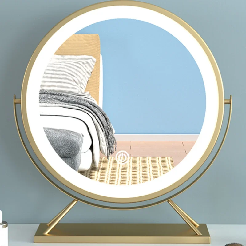 

Modern Decorative Mirror Table Makeup Light Gold Desk Round Bathroom Decorative Mirror Vanity