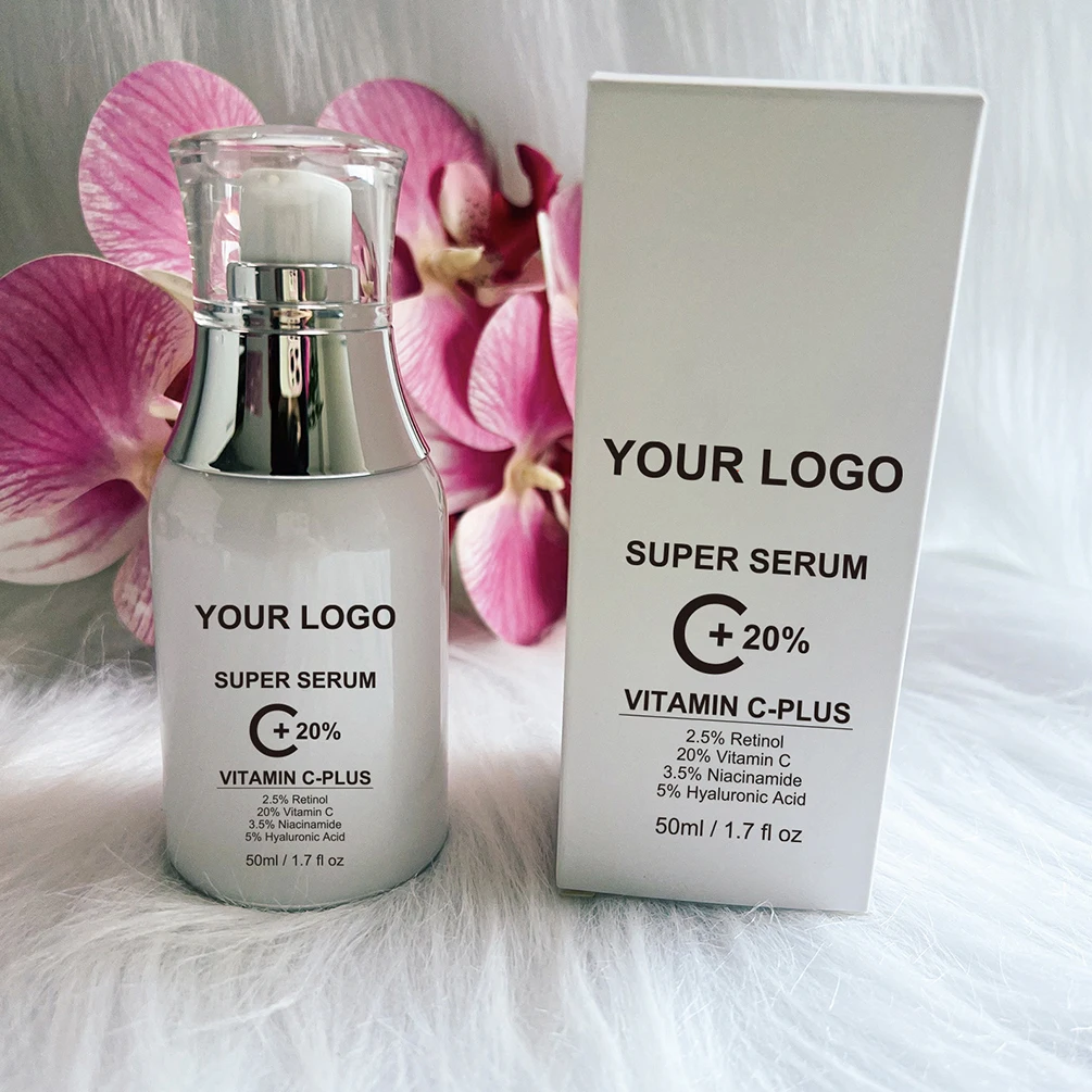 ฉลากส่วนตัว Vitamin C Face Serum โลโก้ที่กําหนดเอง 50ml VC Essence Original Liquid Face Skin Care ผลิตภัณฑ์ Moisturizer โลชั่นแต่งหน้า