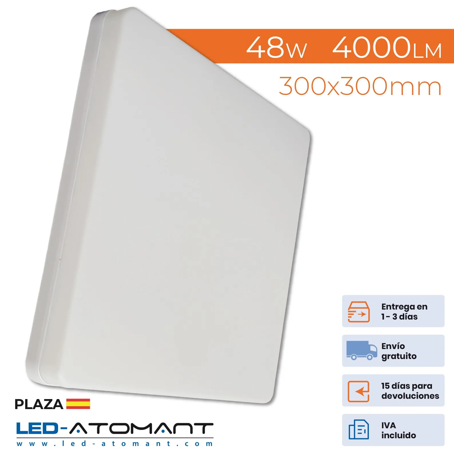 ATOMANT LED®48w 4000lm 300mm 6500k plafon led surface round panel ceiling lamp lighting lights LED ceiling light