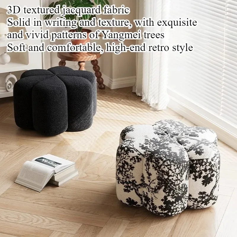 

Cream wind sofa stool light luxury petal stool living room shoe stool advanced sense home door round stool minimalist