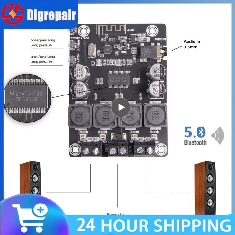 

Цифровой усилитель мощности Tpa3118, интегральные схемы, аудио усилитель мощности, 12 В, 24 В, 3,5 мм, стерео входной модуль усилителя