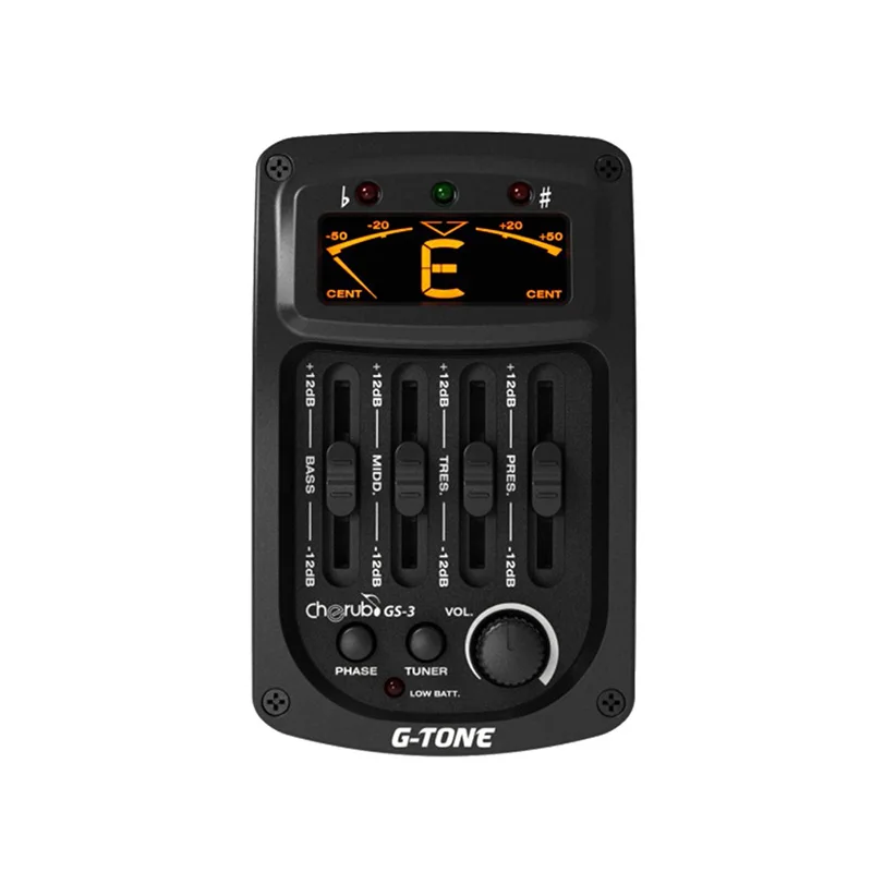 Cherub GS-3 Acoustic Guitar Pickup 4-Band EQ Equalizer Preamp System Chromatic Tuner Phase Effect Pick-up for Guitar Accessories