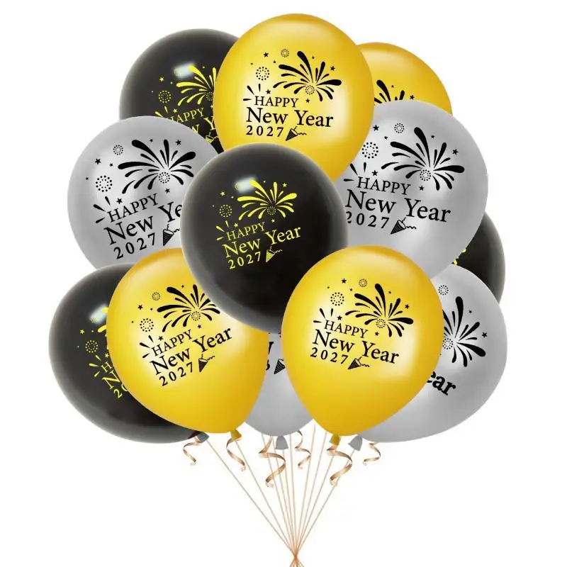 Hot Sale 10Pcs Happy 2027 New Year's Day Party Latex Balloons Happy New Year Party Home Decoration