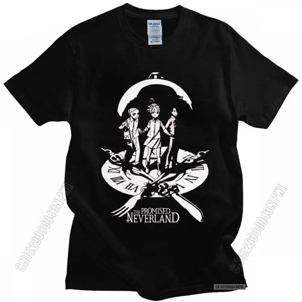 Camiseta de cuello redondo para hombre, camisa de Manga de Anime japonés, ropa de gran tamaño, con estampado de Neverland, Emma, Freddy Ray