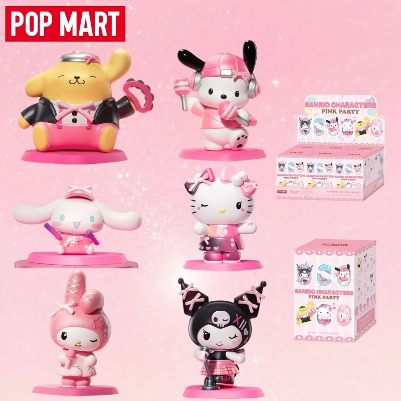 

POPMART Sanrio Characters Pink Party Series Blind Box Kawaii Figures Collectible Ornaments Surprise Toys Birthday Gifts For Girl