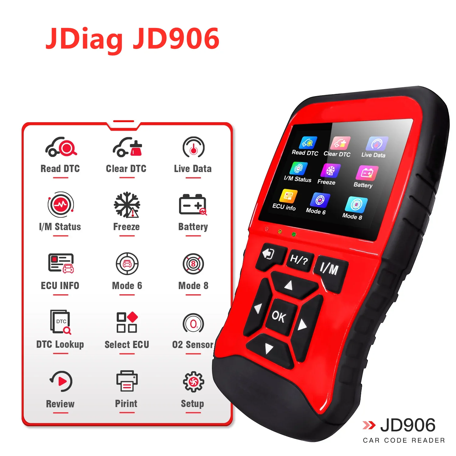 

2024 JDiag JD906 Car Diagnostic Tool OBD2 Engine Fault Code Reader System Upgraded OBD2 Scanner auto accessories Code Reader