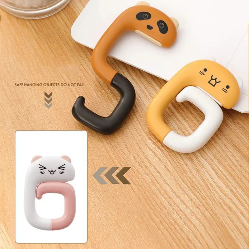 Cute Animal Portable Bag Hook Plastic Table Hook Purse Handbag Travel Bag Organizer Holder Office Decor Plastic Desk Side Hooks