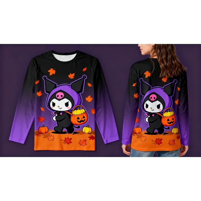 

MOTO-Рождество, Хэллоуин, быстросохнущая футболка с длинными рукавами и 3D-принтом из мультфильма