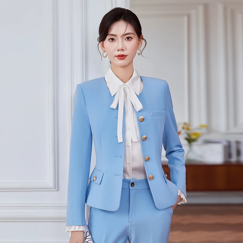 エレガントなスタイルのフォーマルな女性用ビジネススーツ、オフィスレディースパンツスーツ、ブレザーとパンツ付き、プロフェッショナルなキャリア用トラウザーズセット