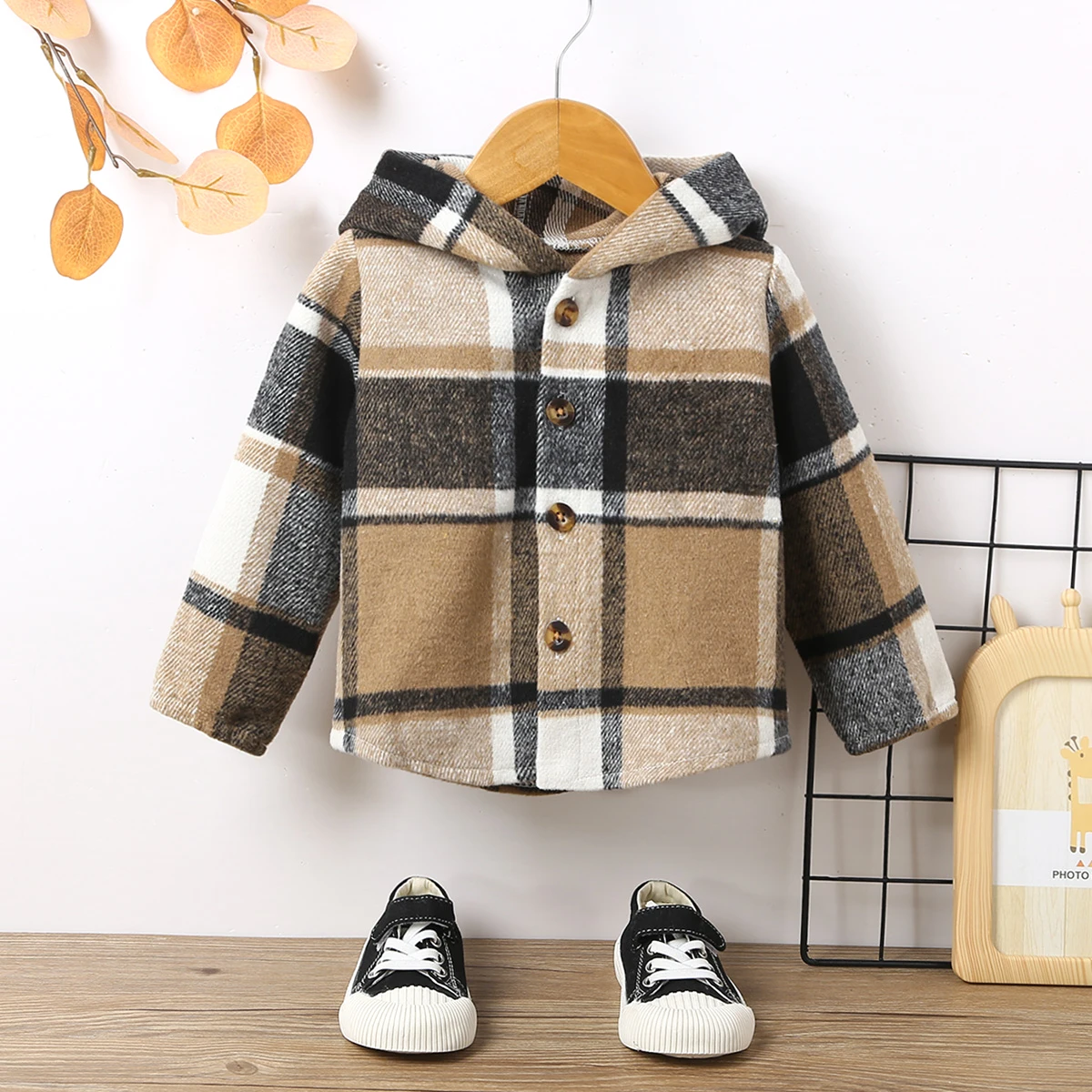 Baby Clothing Newborn Coat Winter Casual Infant Girl Plaid Long Sleeve Hooded Jacket Outerwear