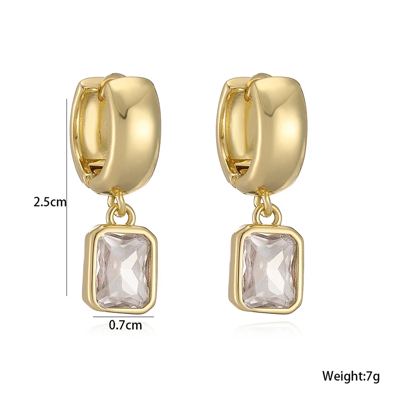 GANPUP Exquisite Quadratische Weiße Zirkon-Ohrhänger für Damen, Modischer Schmuck, Neues Accessoire, Geschenk für Party und Urlaub – Detail 1