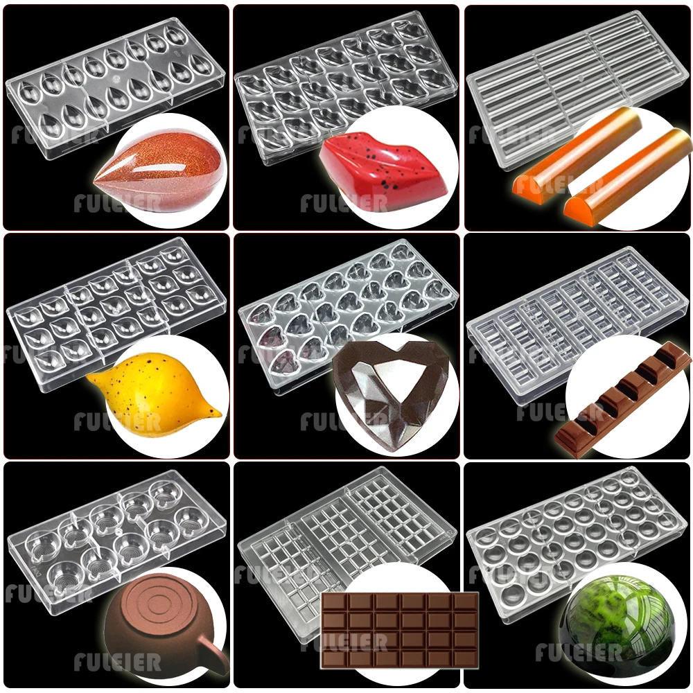 Belgian Polycarbonate Chocolate Molds Baking Cake Sweets Candy Bar Mould BonBon Confectionery Tools Bakeware